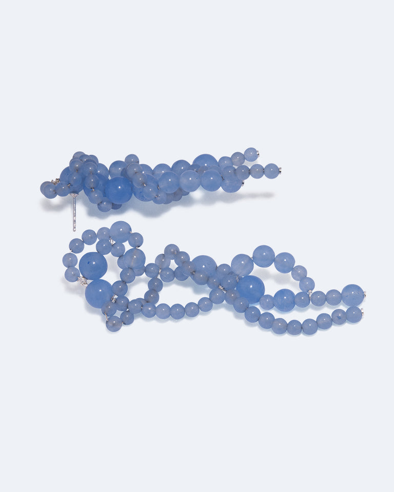 Floe - Blue Lace Agate Bead and Recycled Silver Earrings