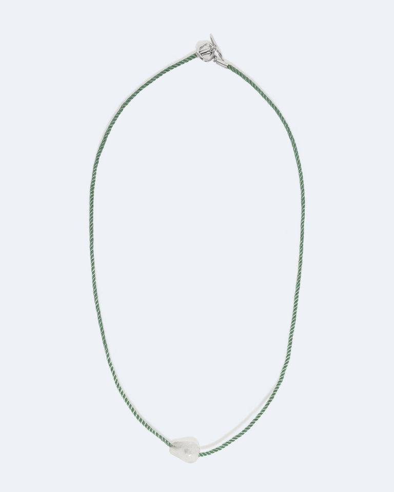 H57 - Bio Resin and Green Cord Recycled Silver Necklace