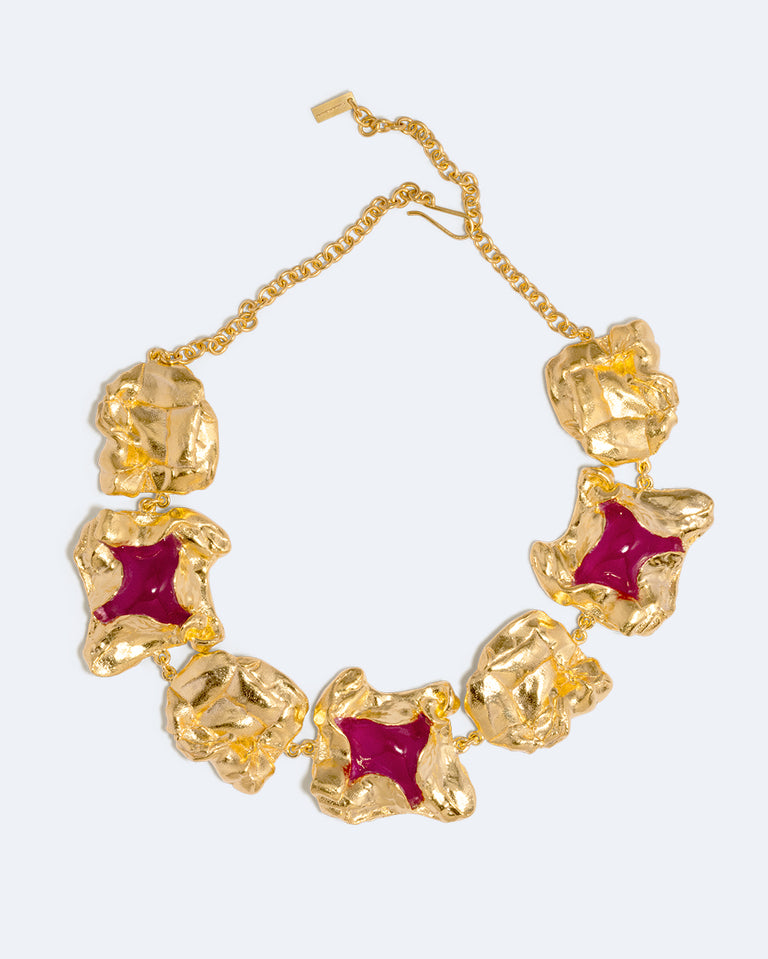 Galileo - Pink Resin and Gold Plated Necklace