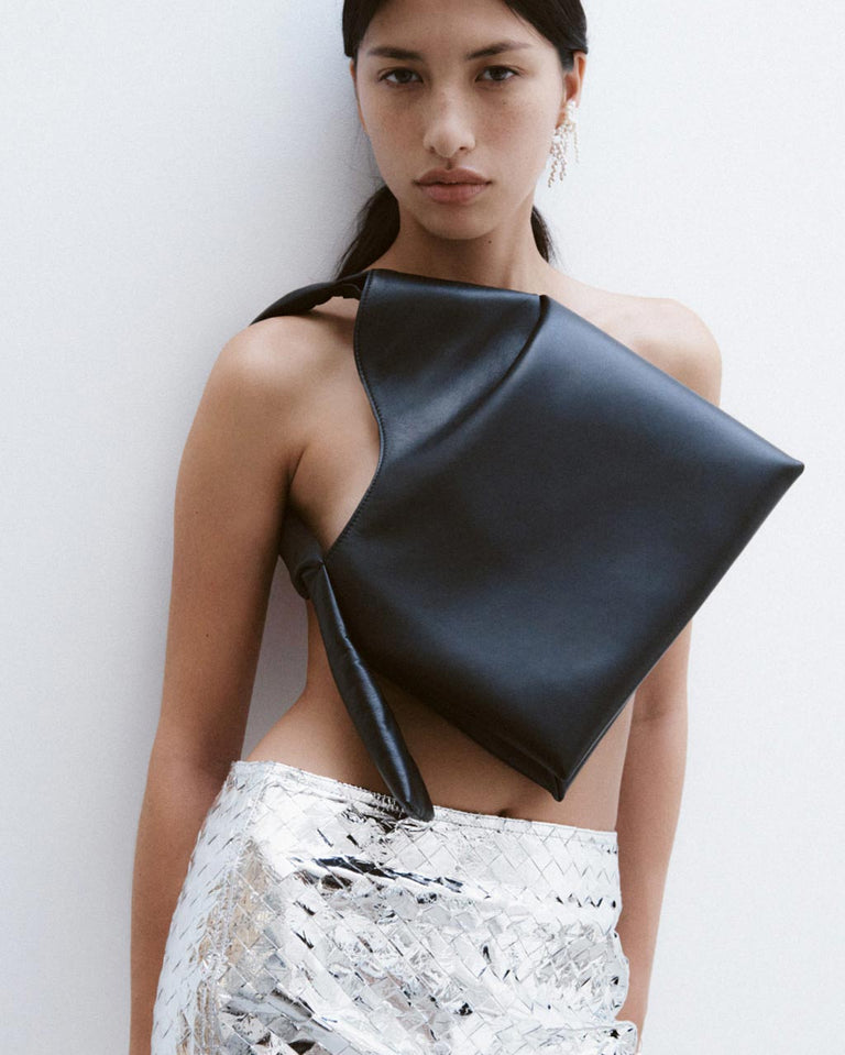 The Tuck - Black Deadstock Leather Shoulder Bag