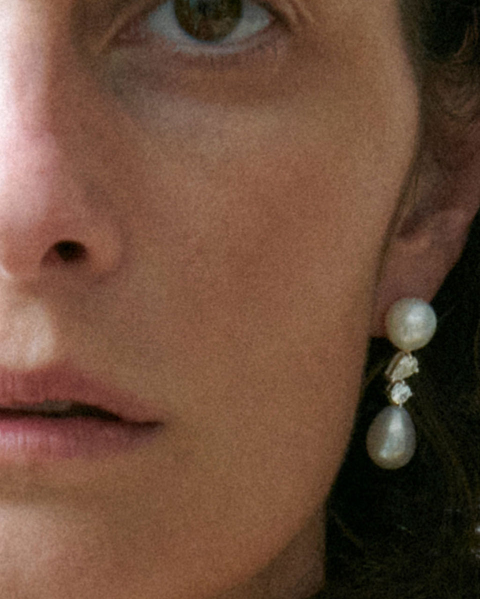 Tarn - Pearl and Zirconia Recycled Gold Vermeil Earrings
