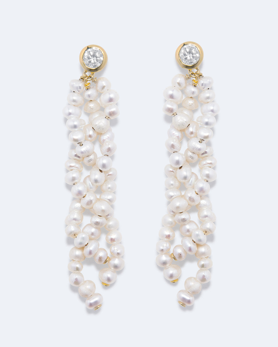 The Ongoing Negotiation With Myself - Pearl and Zirconia Recycled Gold Vermeil Earrings