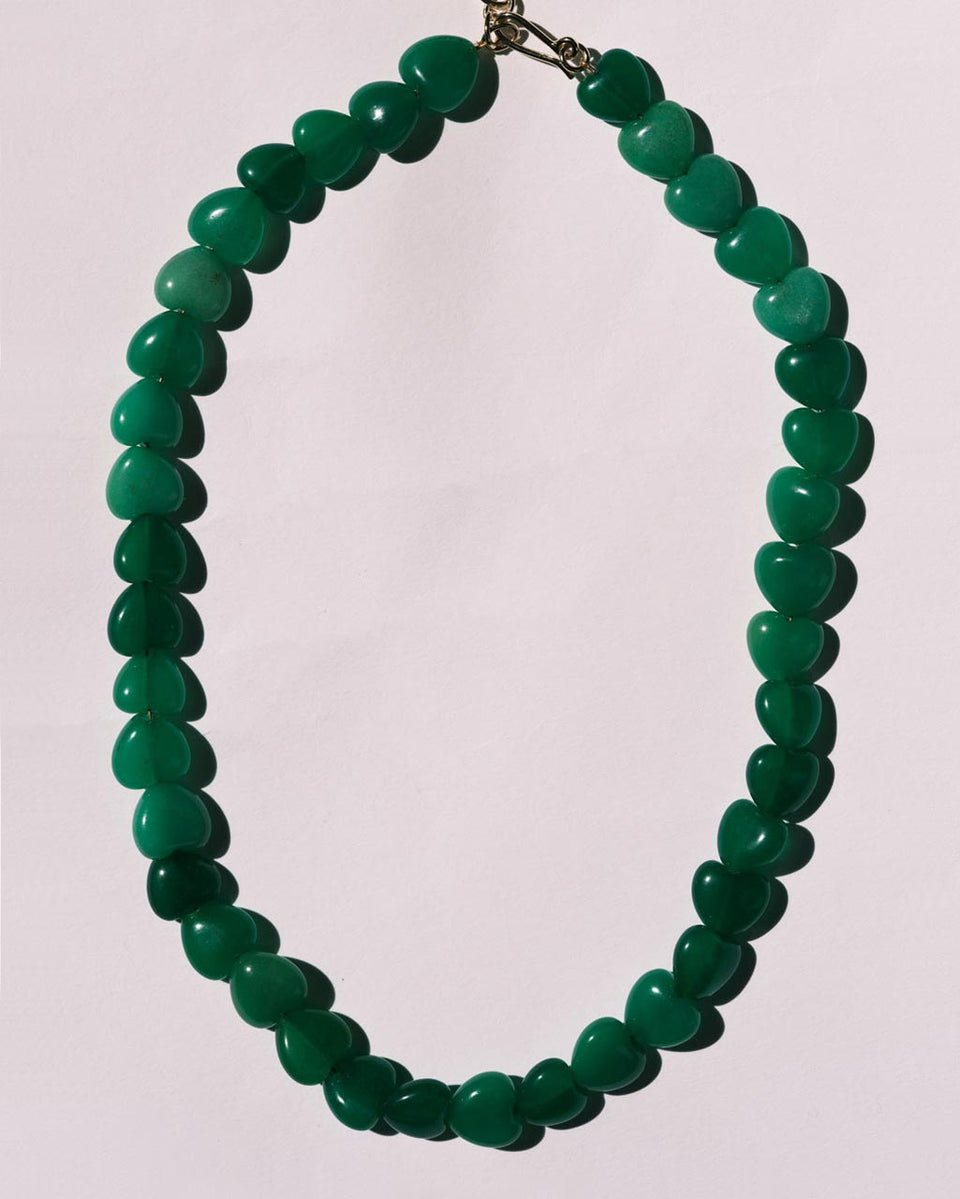 The Heart's Window - Green Heart Bead and Zirconia Recycled Gold Vermeil Earrings