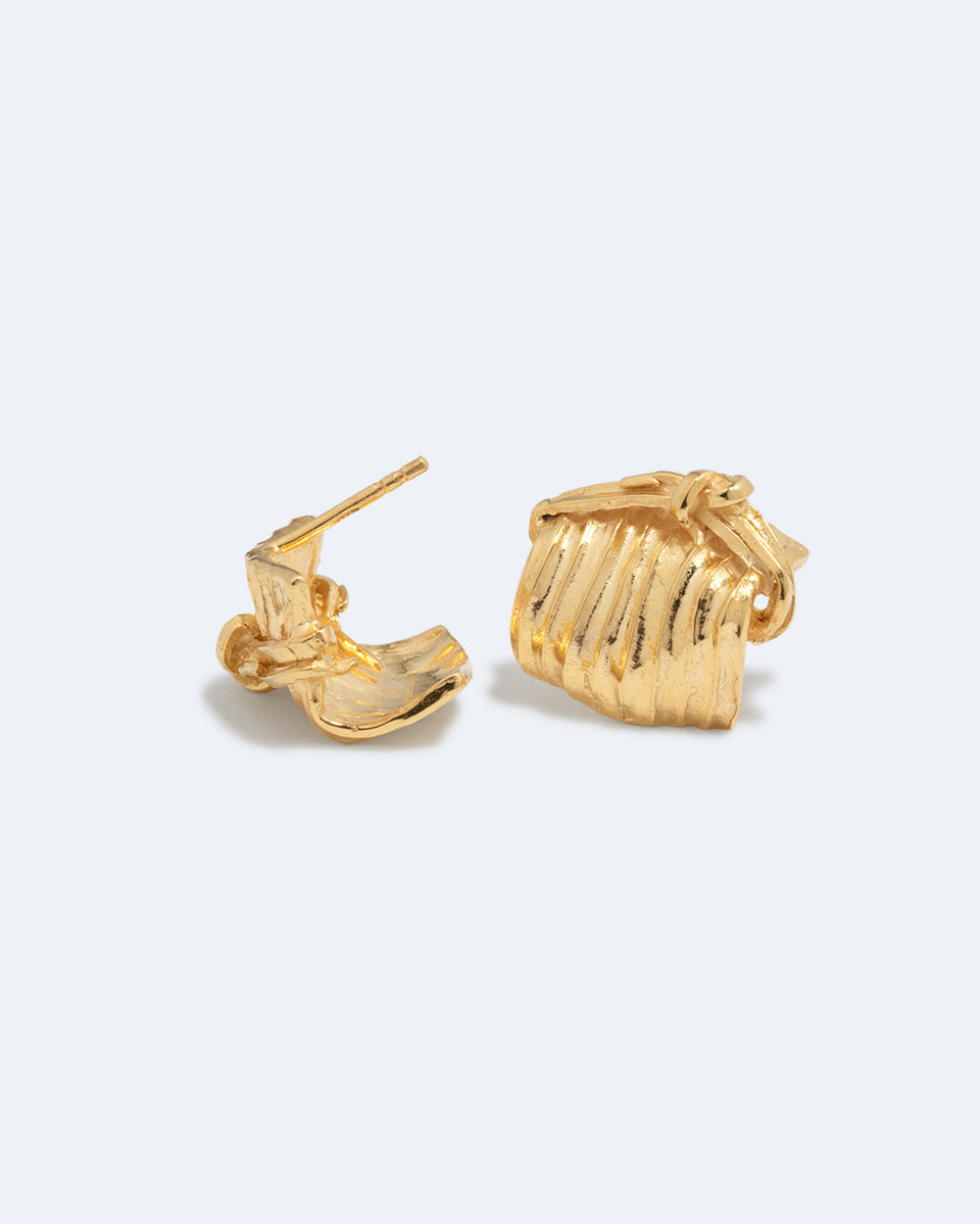 Tied Up Bales of Straw - Recycled Gold Vermeil Earrings
