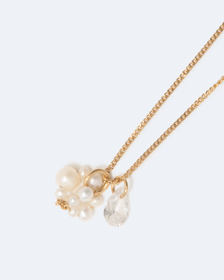 The Weight of Magical Thinking - Pearl and Zirconia Recycled Gold Vermeil Pendant