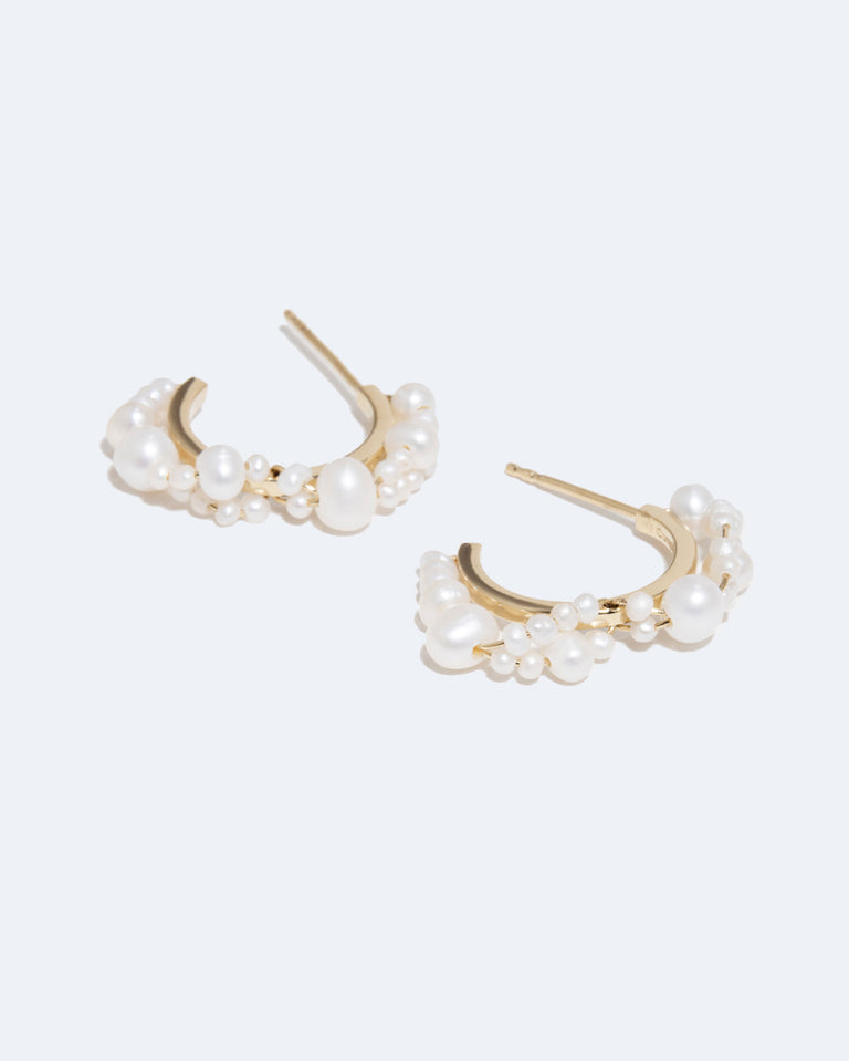 Stratus - Pearl and Recycled Gold Vermeil Earrings