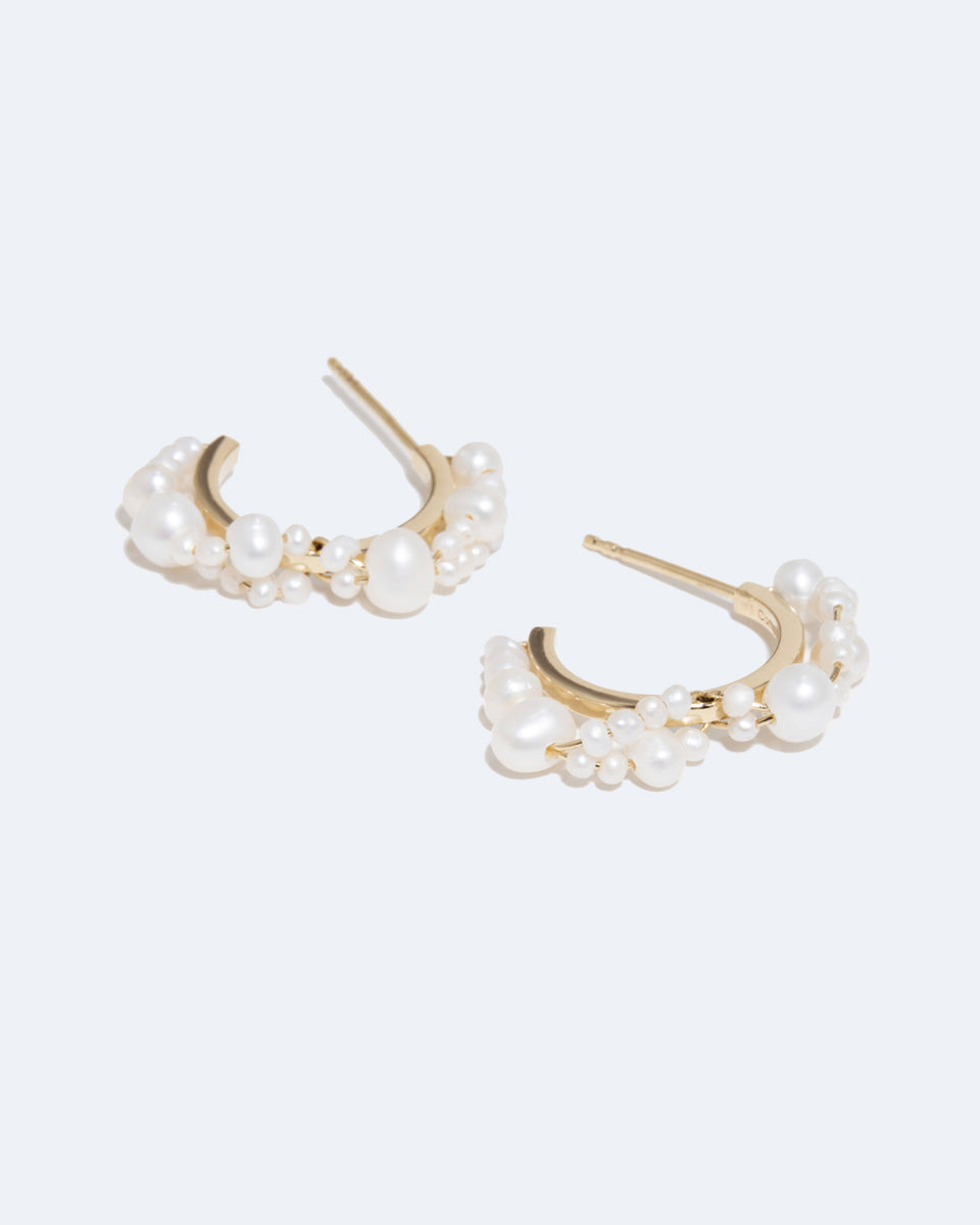 Stratus - Pearl and Recycled Gold Vermeil Earrings
