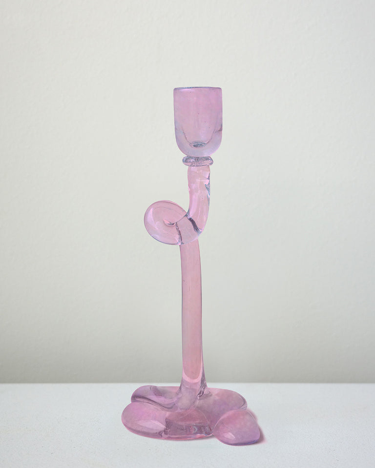 Thaw - Recycled Glass Candlestick in Pink