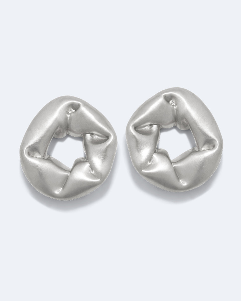Oversized Scrunch - Recycled Silver Earrings
