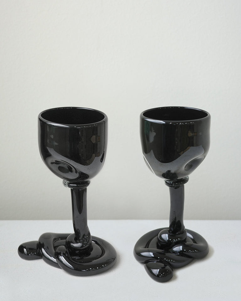 Thaw - Set of 2 Recycled Wine Glass in Black