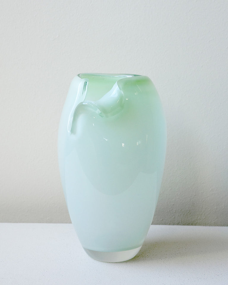 B143 - Recycled Glass Medium Vase in Mint Green