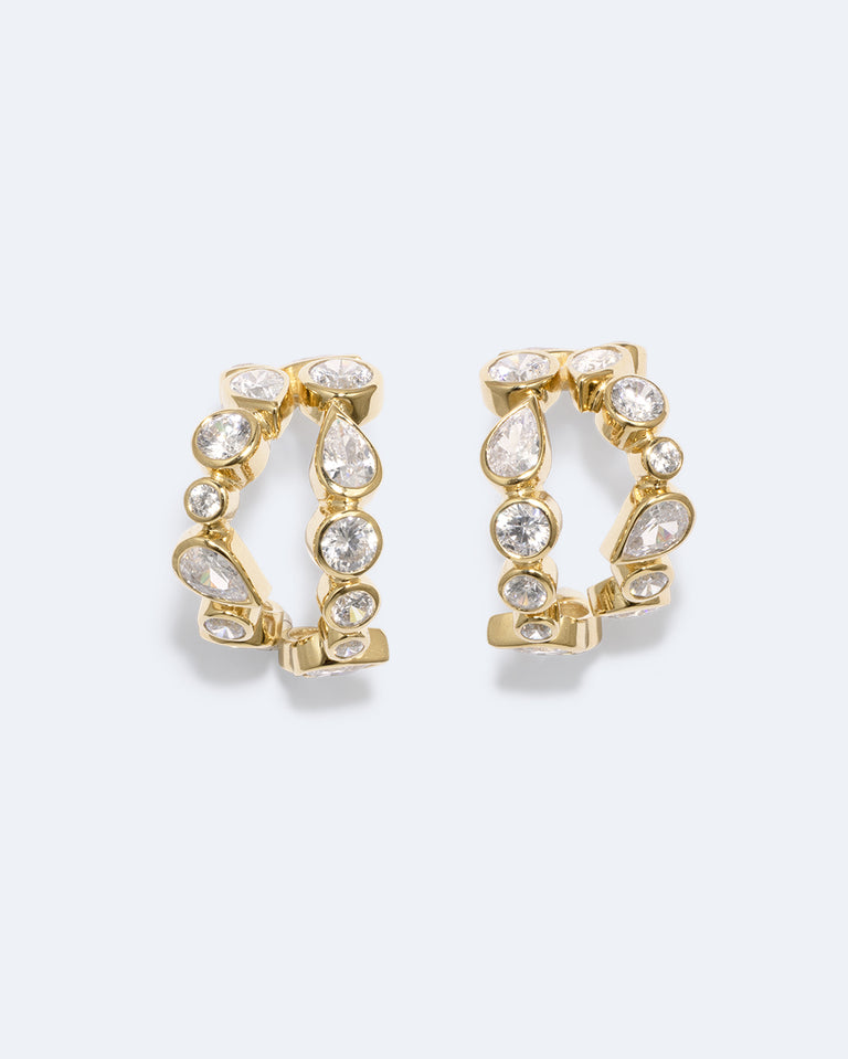 Like Peas in a Pod IV - Cubic Zirconia and Gold Vermeil Earrings