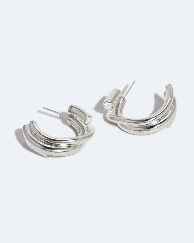 What Time Left Behind - Zirconia and Recycled Silver Earrings