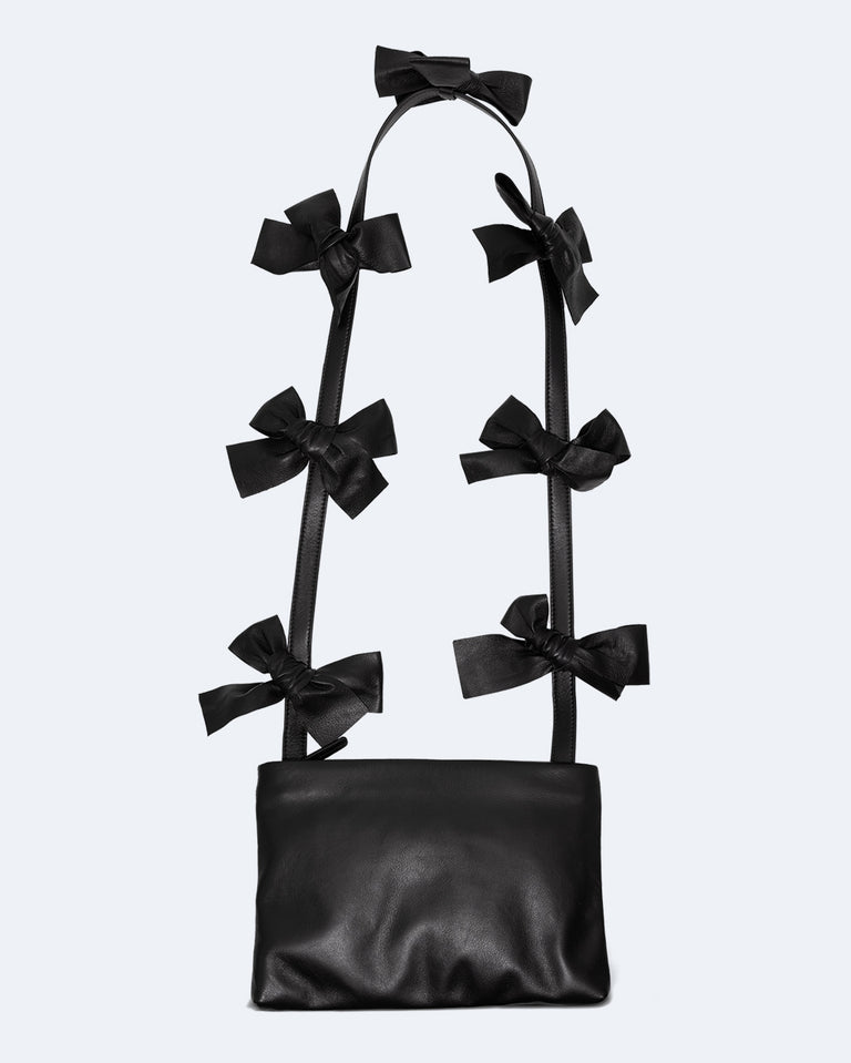 The Bows II - Black Crossbody Shoulder Bag w/Bows
