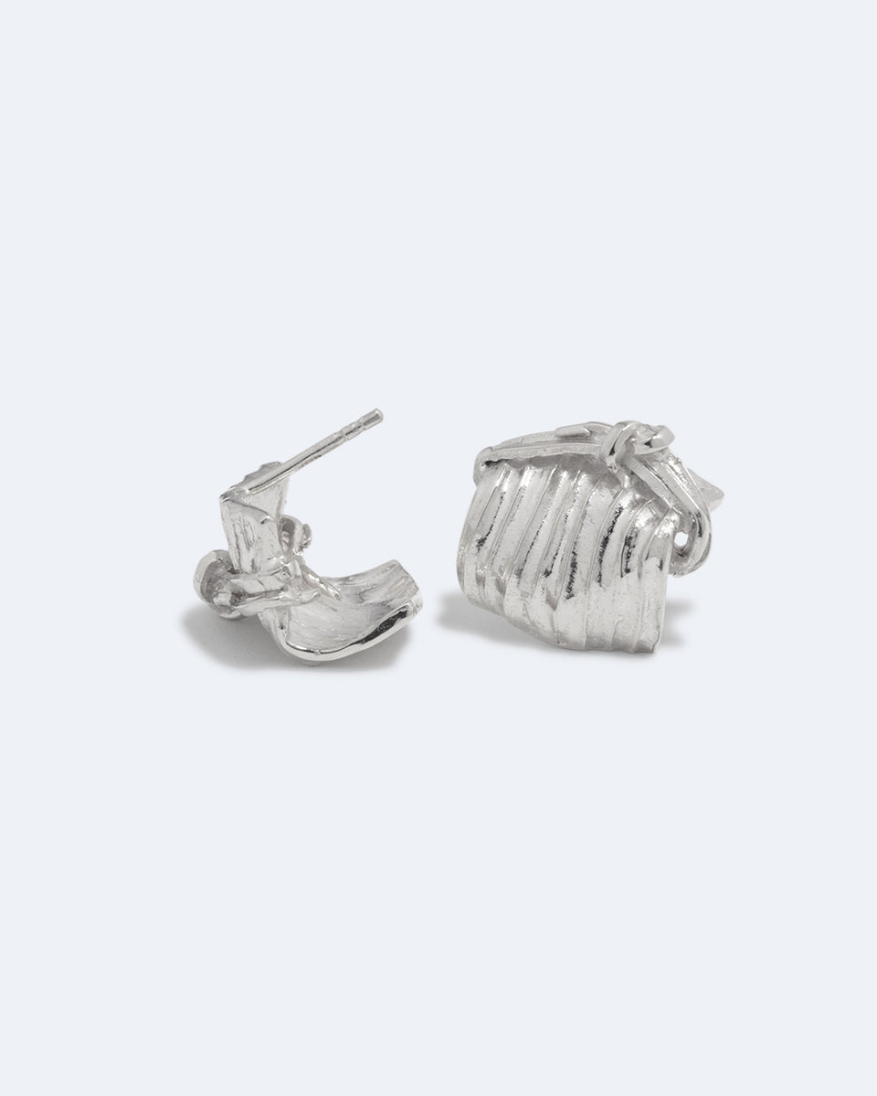 Tied Up Bales of Straw - Recycled Silver Earrings