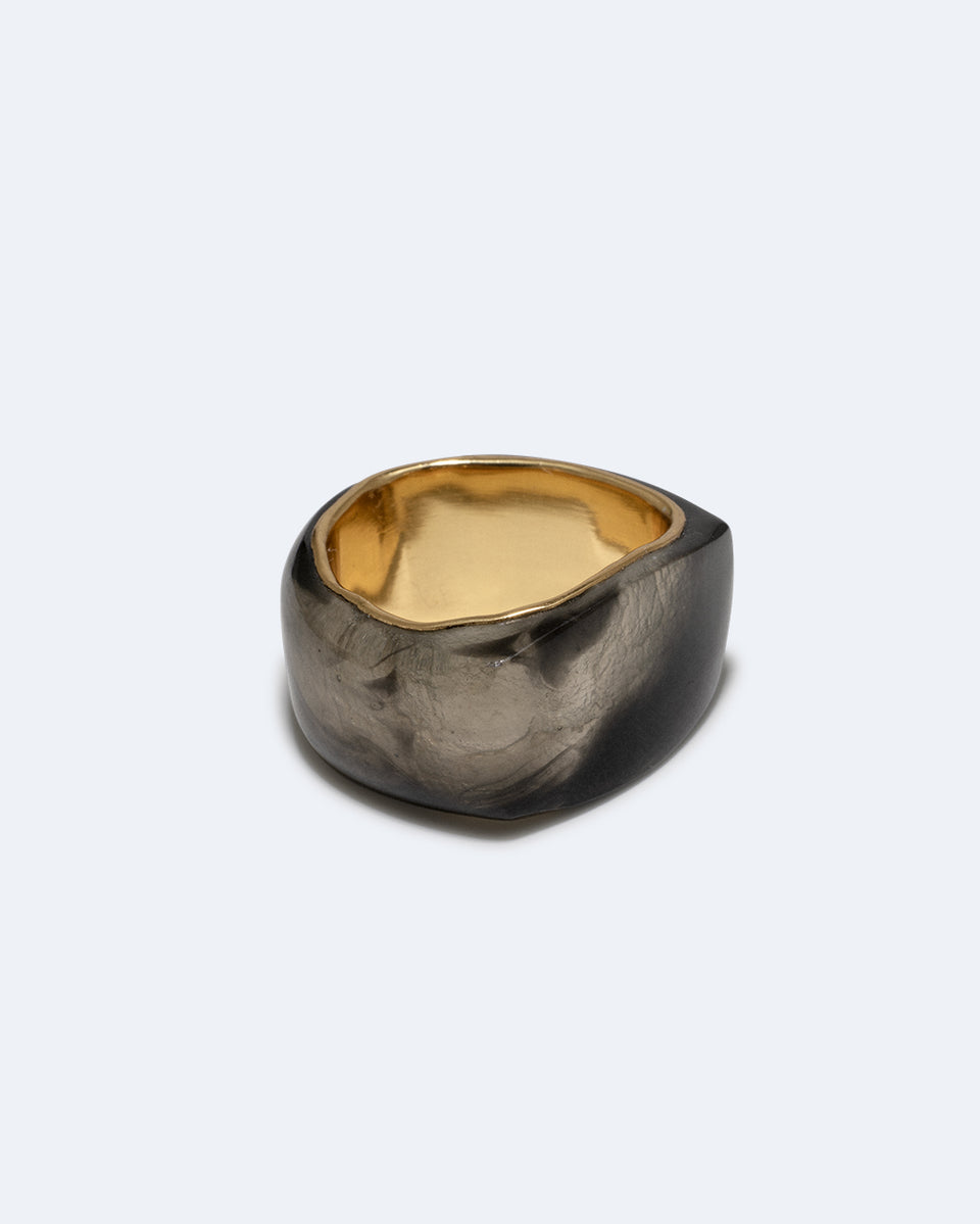 A Virtuous Circle? - Smoky Quartz Resin and Recycled Gold Vermeil Signet Ring