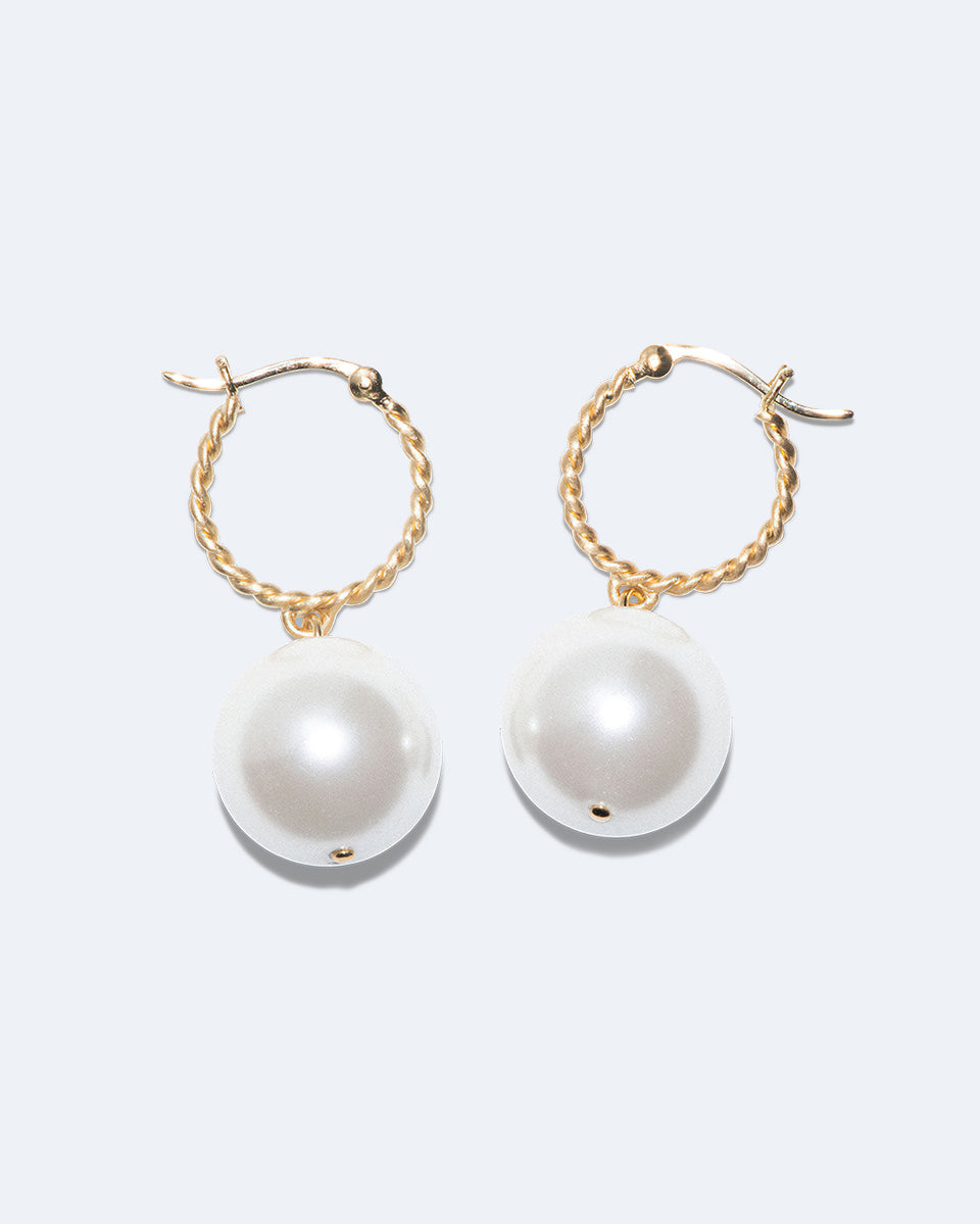 Granny Smith -  Shell Pearl and Recycled Gold Vermeil Earrings