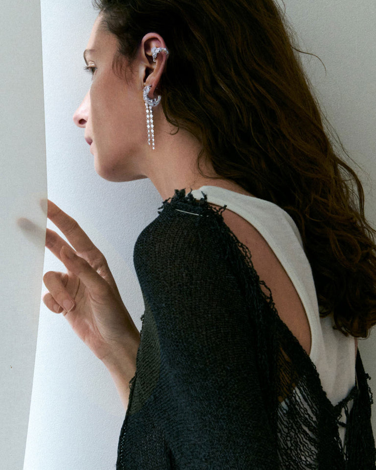 Dropping Light - Zirconia and Recycled Silver Earrings