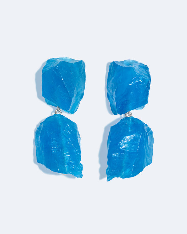 The Iceberg's Other Half - Blue Resin and Recycled Silver Earrings