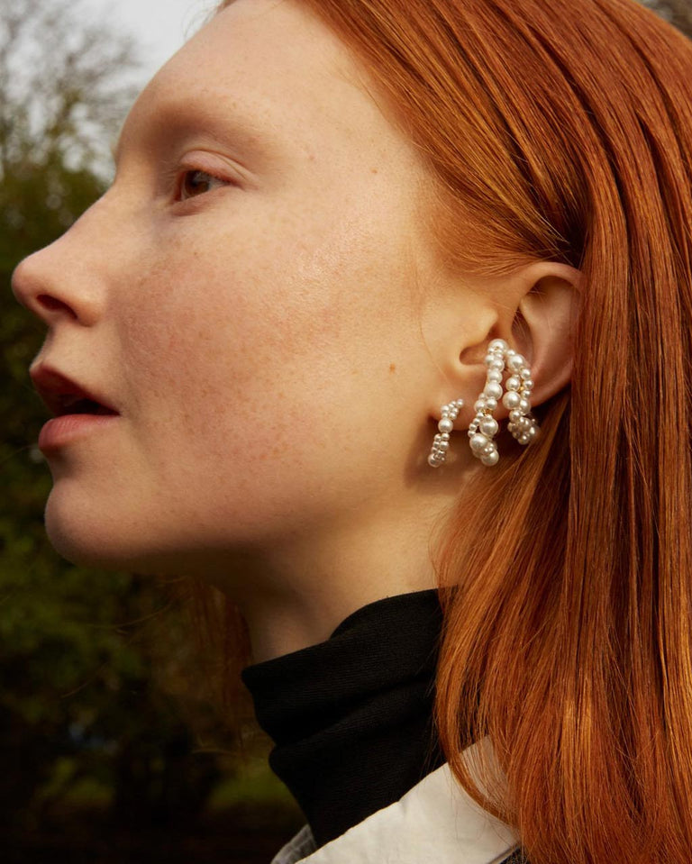 Stratus - Pearl and Recycled Gold Vermeil Earrings