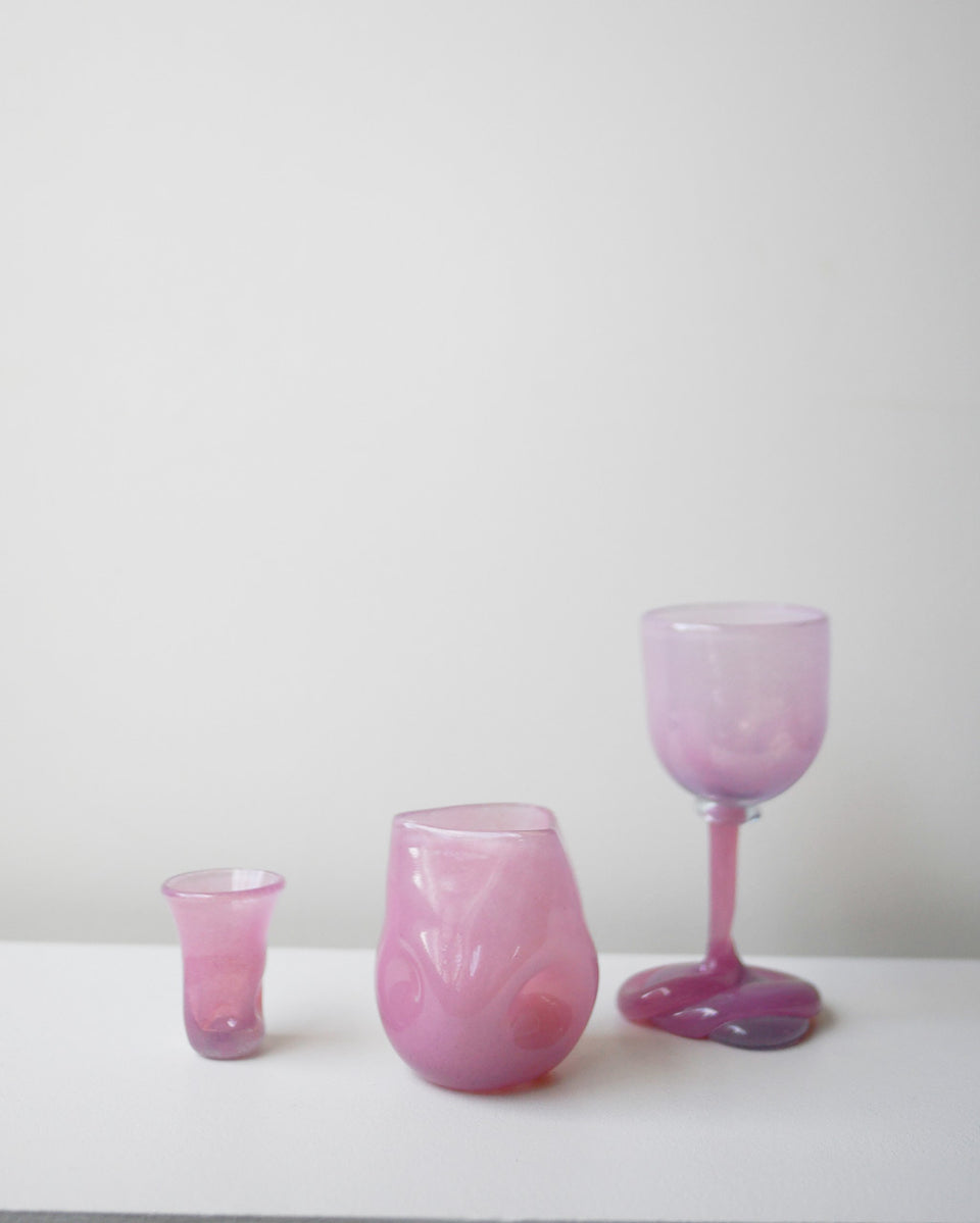 "Notsobig" Thaw - Set of 4 Recycled Tiny Glasses in Magenta/Pink/Purple/Red