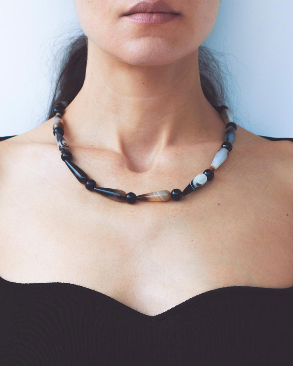 The Depths of Time - Banded Agate and Recycled Silver Necklace