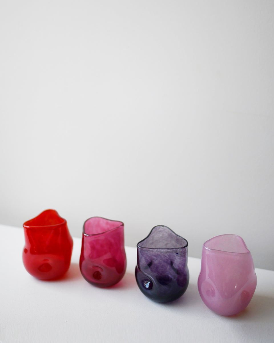 Thaw - Set of 4 Recycled Glass Tumbler in Red Magenta Purple Pink