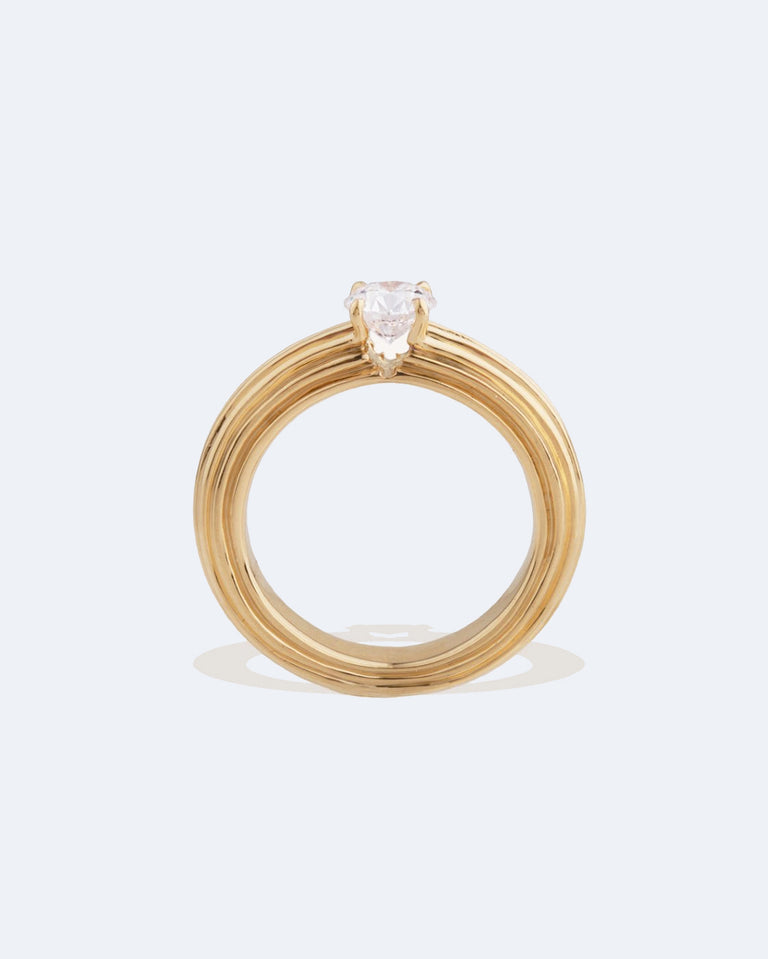 Pillar - Yellow Gold Round Diamond Solitaire Engagement Ring
