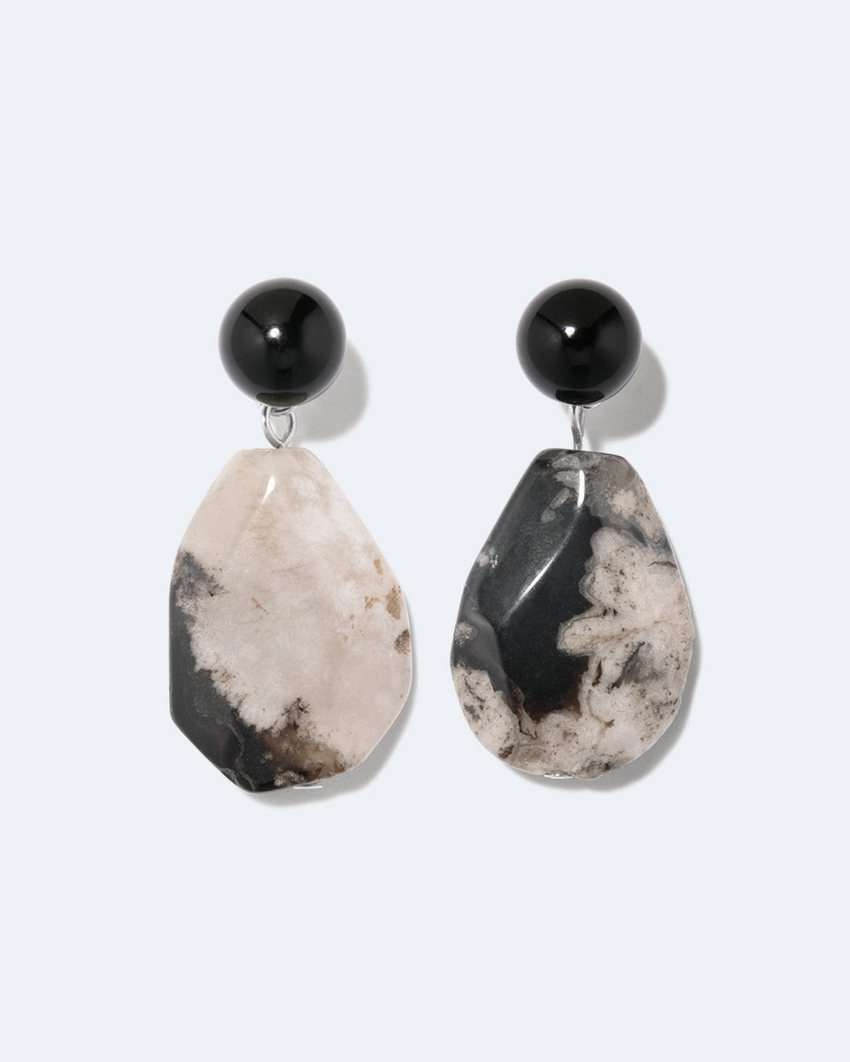 Time Will Say Nothing But "I Told You So" - Blossom Agate and Black Onyx Earrings