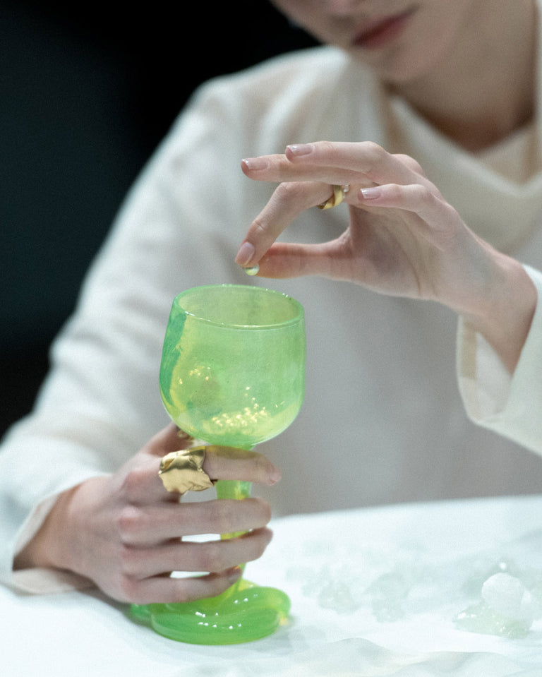Thaw - Recycled Wine Glass in Acid Green