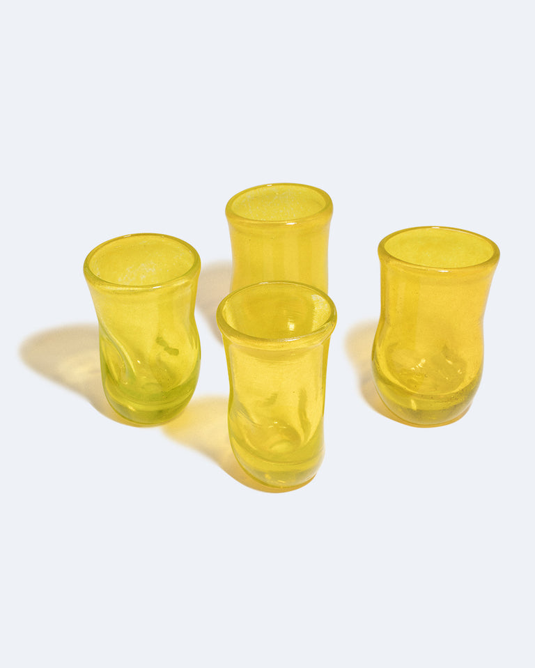 "Notsobig" Thaw - Set of 4 Recycled Tiny Glasses in Yellow