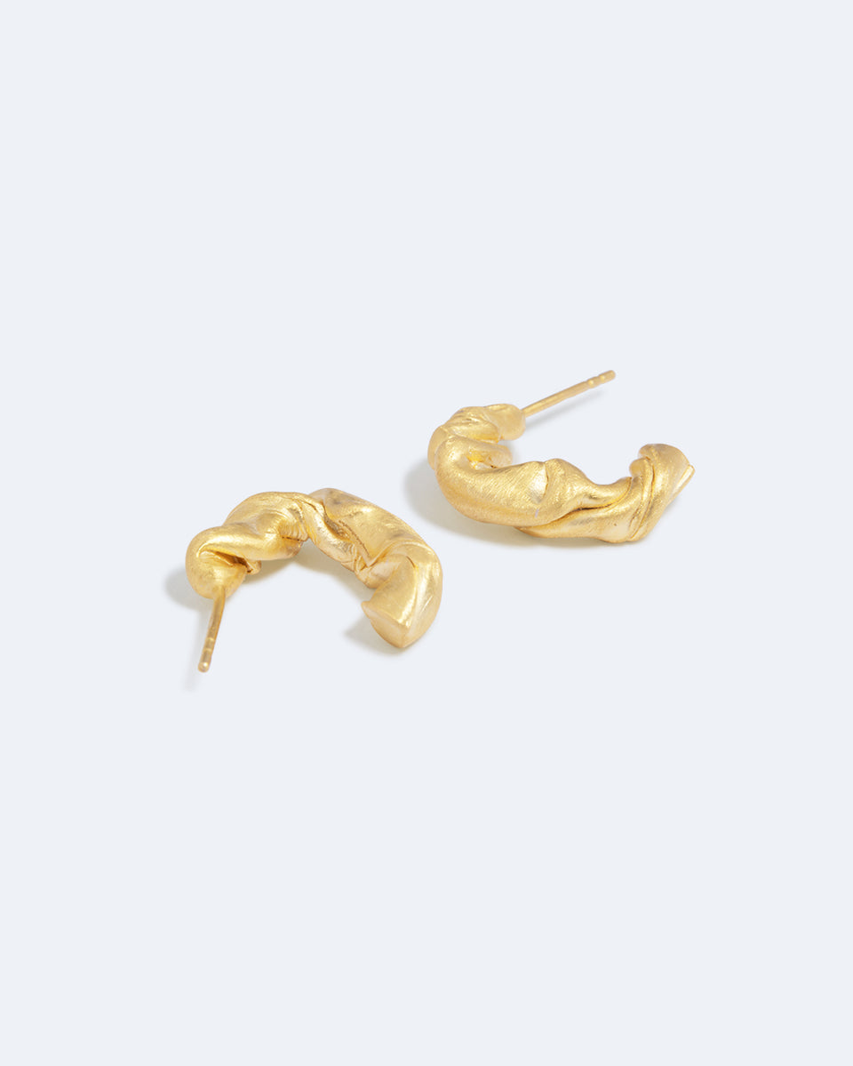 Squeezed Toothpaste Tube - Recycled Gold Vermeil Earrings