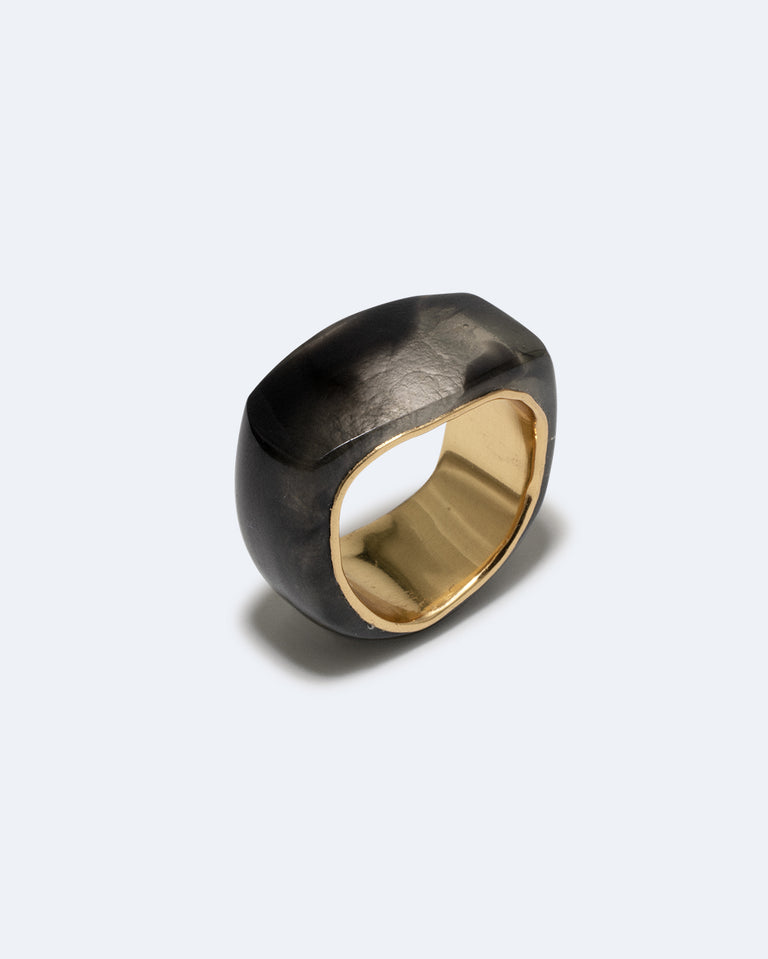 A Virtuous Circle? - Smoky Quartz Resin and Recycled Gold Vermeil Signet Ring