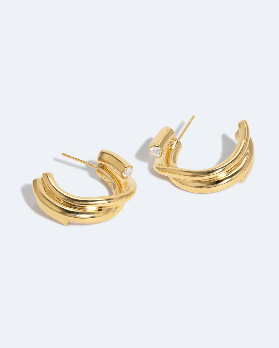 What Time Left Behind - Zirconia and Recycled Gold Vermeil Earrings