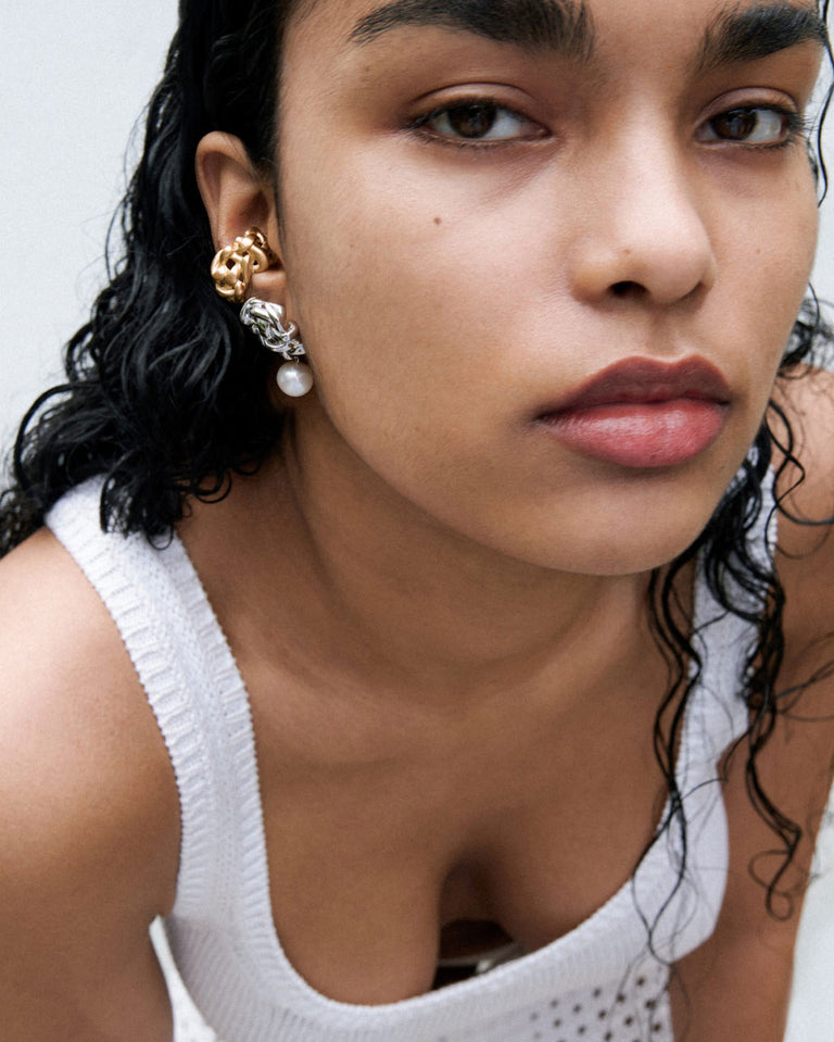 The Paths of Memory - Pearl and Recycled Silver Earrings
