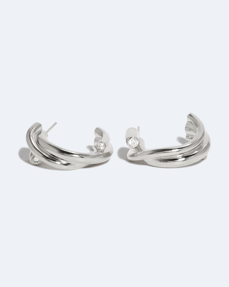 What Time Left Behind - Zirconia and Recycled Silver Earrings