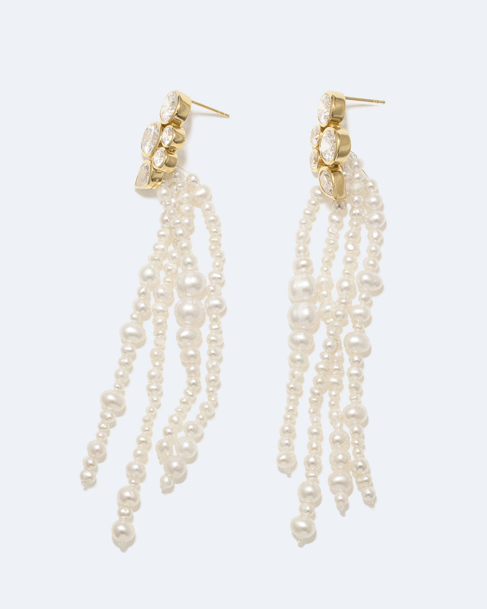 The Possibilities are Endless - Pearl and Zirconia Recycled Gold Vermeil Earrings