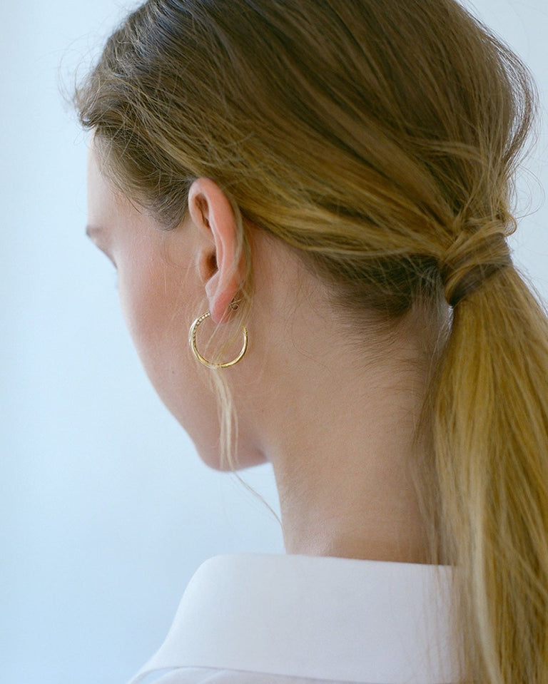 The Phases of the Moon - 18 Carat Yellow Gold and Diamond Hoop Earrings