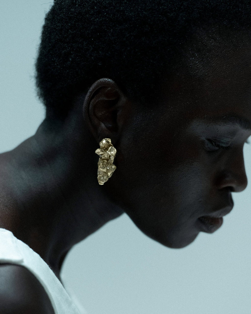 The Bit of Bubble Wrap Got Stuck in the Vacuum - Recycled Gold Vermeil Earrings