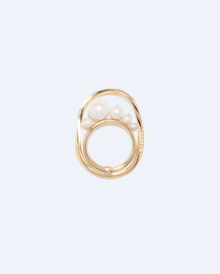 Work Won't Love You Back - Pearl and White Topaz Gold Vermeil Ring