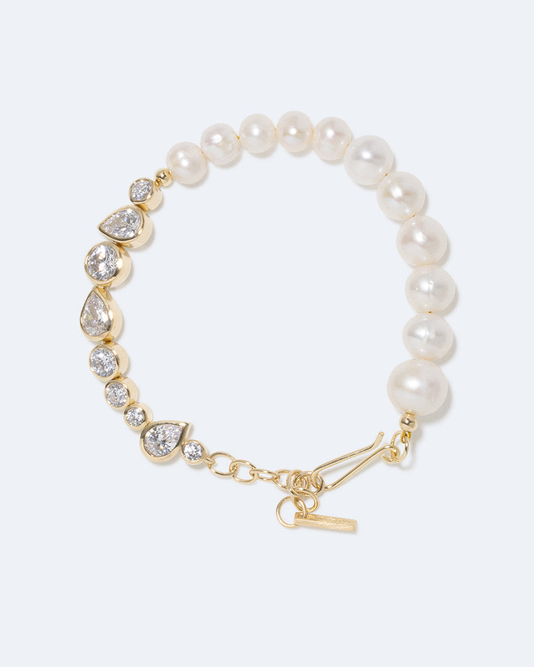 Glitch - Pearl and Zirconia Gold Vermeil Bracelet
