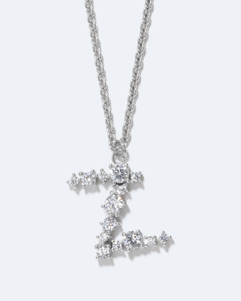 Glitchy Z - Cubic Zirconia and Rhodium Plated Pendant
