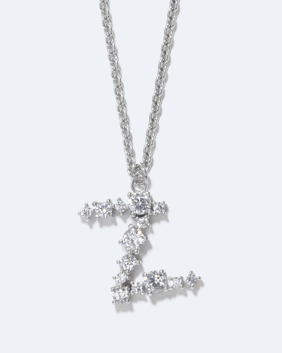 Glitchy Z - Cubic Zirconia and Rhodium Plated Pendant