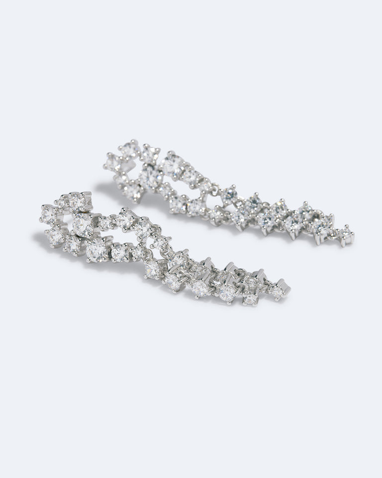 Dropping Light - Zirconia and Recycled Silver Earrings