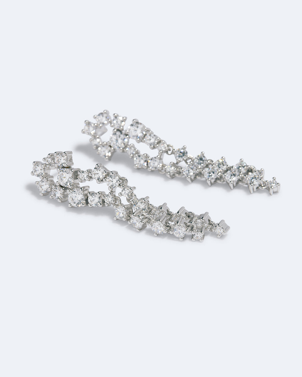 Dropping Light - Zirconia and Recycled Silver Earrings