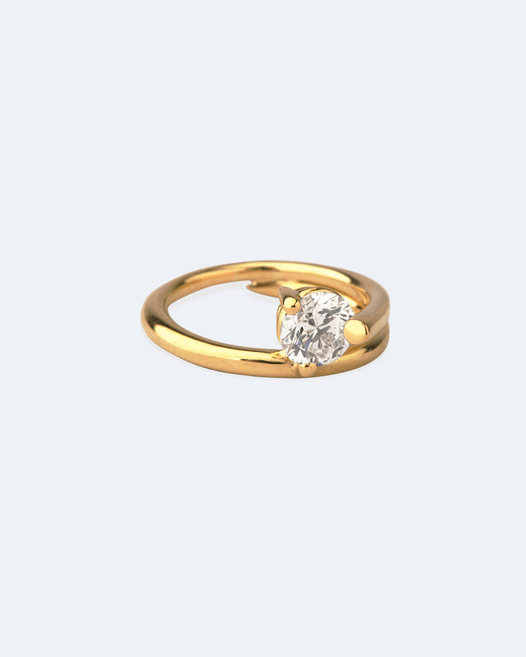 The Subverted Flower - 18 Carat White Gold Round Diamond Solitaire Engagement Ring