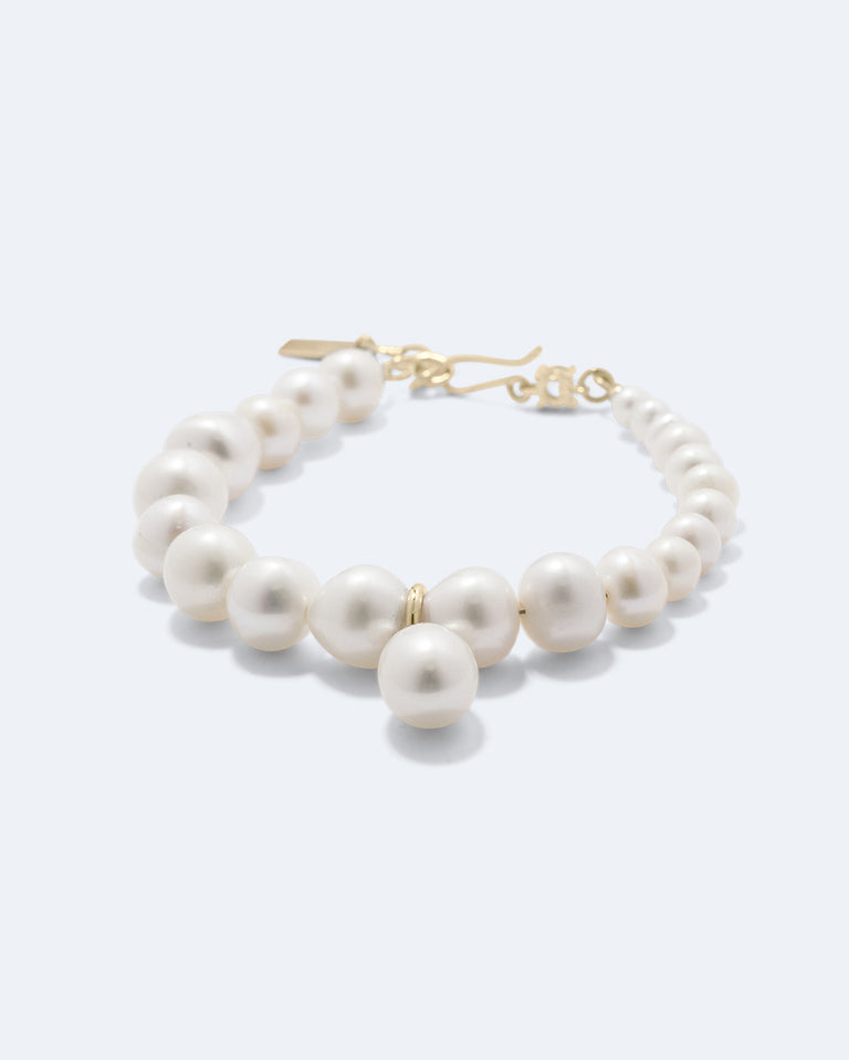 A Quiet Loop - Pearl and Zirconia Recycled Gold Vermeil Bracelet