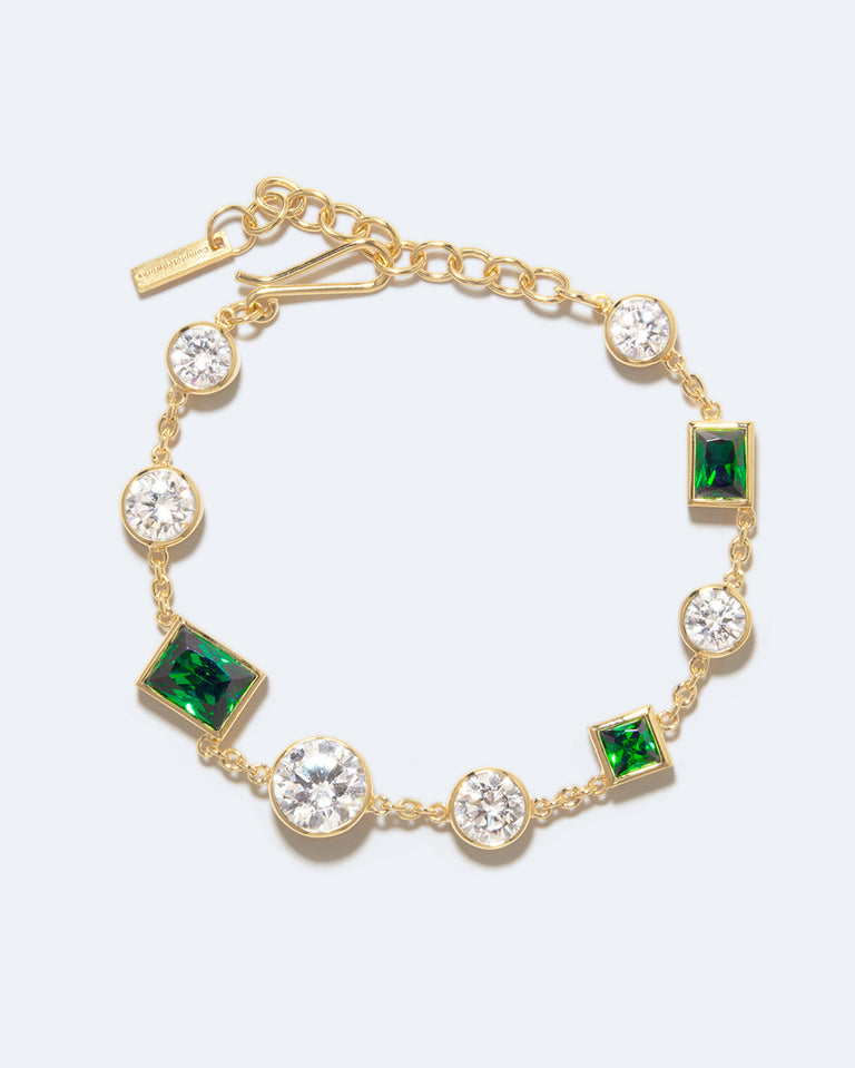 The Mysterious Connection - Emerald Zirconia and Recycled Gold Vermeil Bracelet
