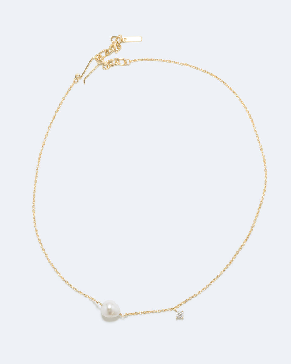 Ignoring All Relevant Information - Pearl and Zirconia Recycled Gold Vermeil Necklace