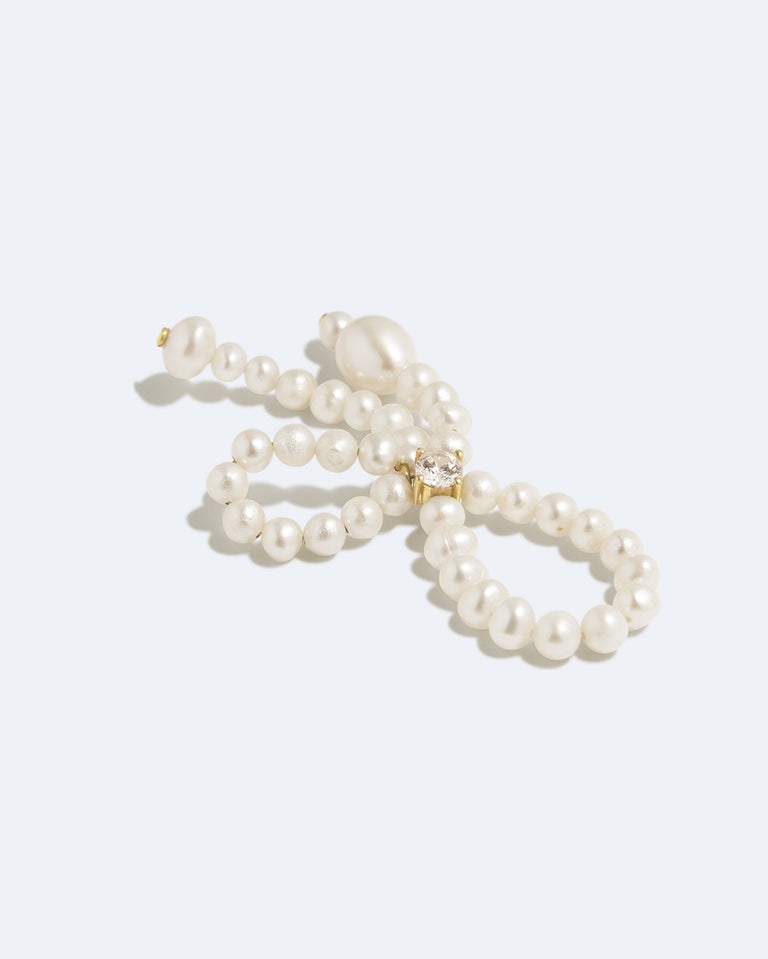 The Tender Grip - Pearl and Zirconia Recycled Gold Vermeil Ring